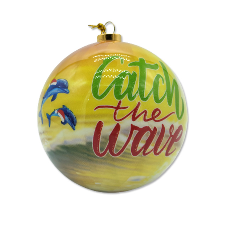 Custom Printing Christmas Tree Decor Souvenir Gift Sea Turtle Beach Design 8cm Foam Christmas Ball