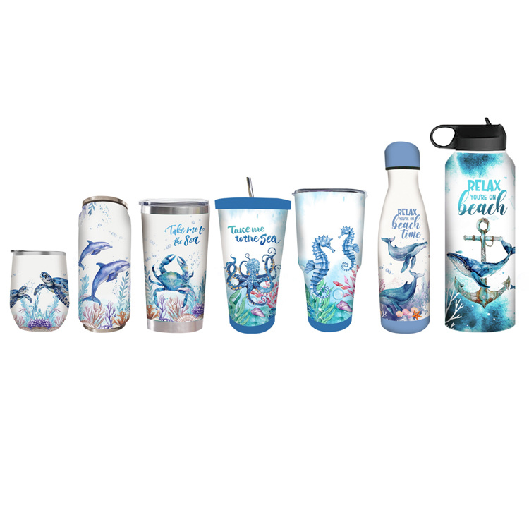 Customized Logo Personalised 500ml Tropical Beach Design Bahamas Souvenir Flamingo Water Bottle