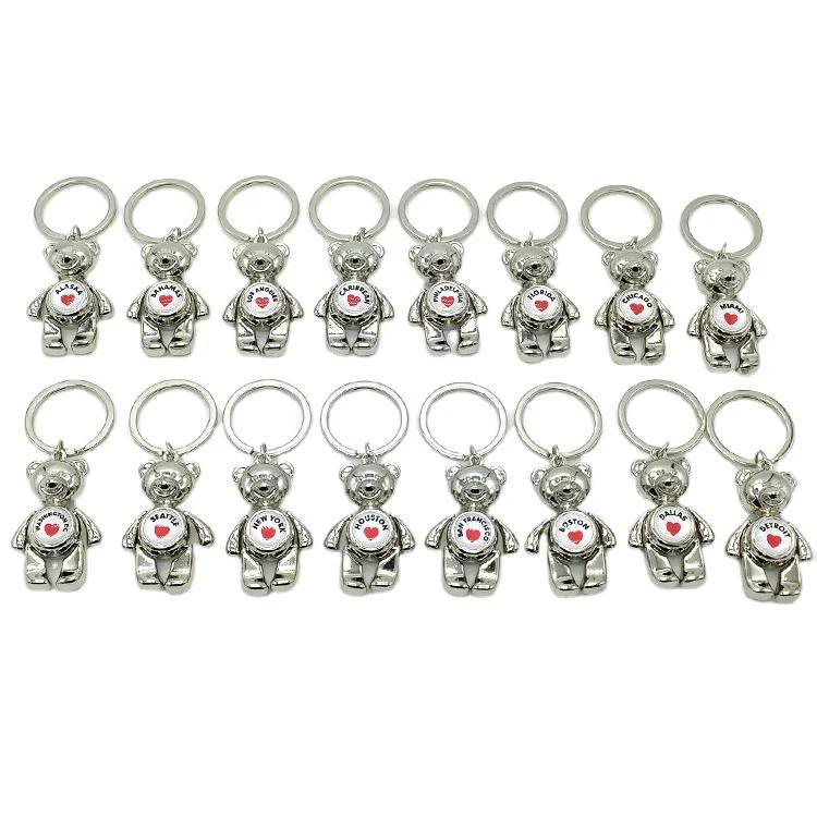 Customized Logo Shaped Metal Bear Czech Republic Prague Souvenir Keychain