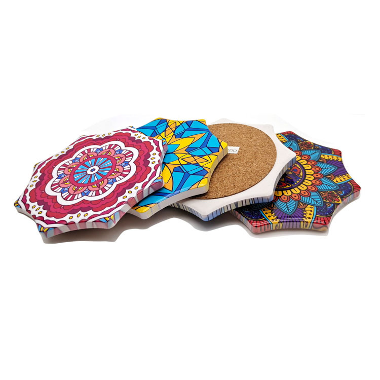 2022 Amazon Hotsale Ceramic Round Coaster Mandala Design Custom Sublimation Coasters