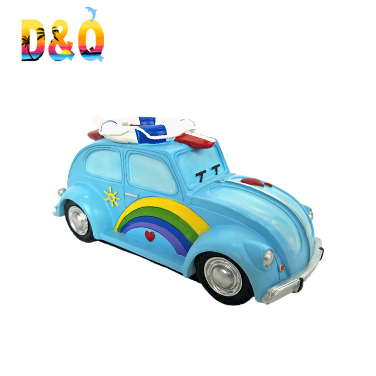 Customized Beach Bus Car Shape Resin Coin Bank for Kids