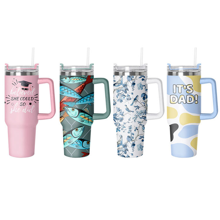 Custom Logo Sublimation Souvenir Travel Mug Flask Reusable 40oz Tumbler Stainless Steel 40 Oz Water Bottle with Handle