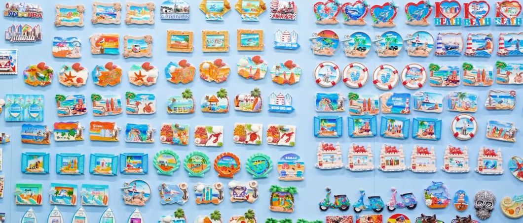 Factory Custom Logo 3D Printing Resin Beach Souvenir Fridge Magnet with Sand Bottle