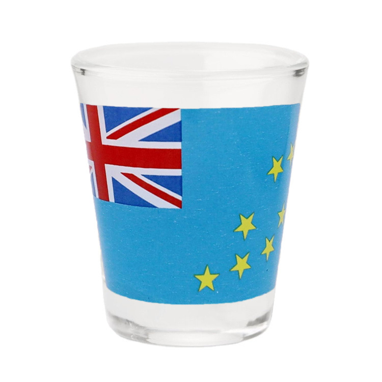 Customized Logo Beach Reef Islands New Zealand Tuvalu Islands Flag Souvenirs Shot Glass