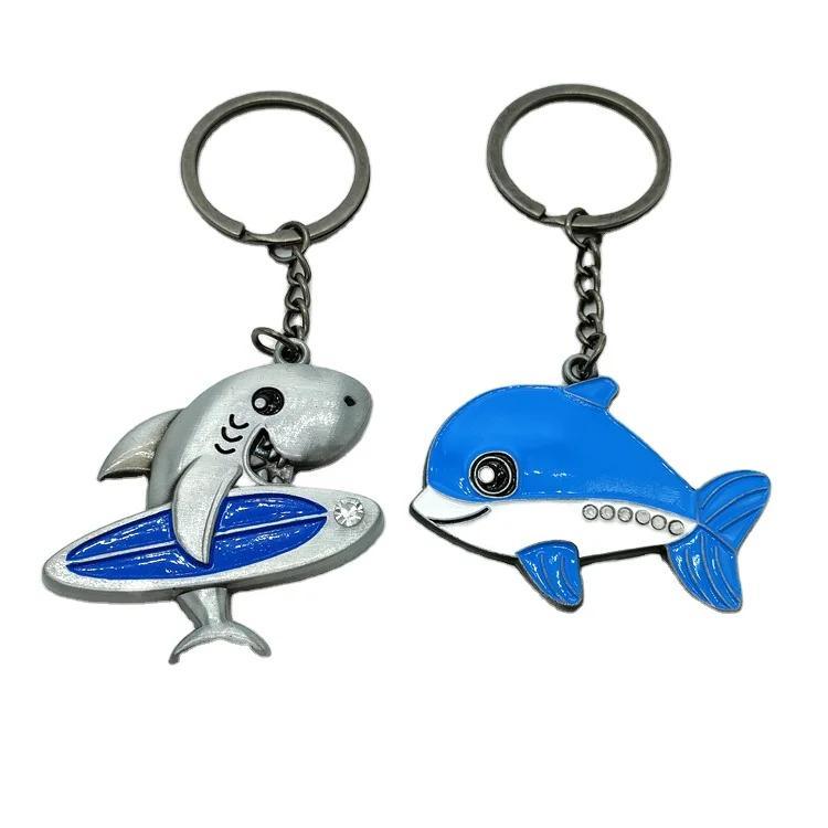 Customized Logo Tourist Souvenir Sea World Metal Enamel Sea Animal Octopus Keychains