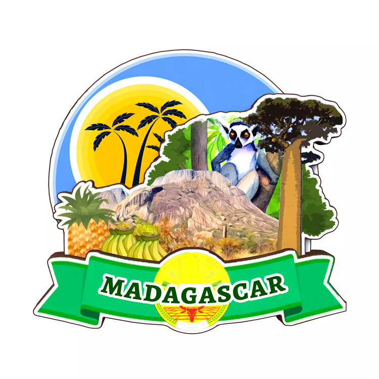 Custom Animal MDF Wood African Islands Antananarivo Lemur Madagascar Souvenir Fridge Magnet