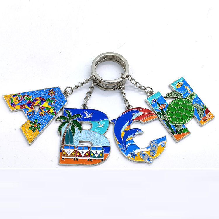 Customized Logo Tourist Souvenir Sea World Metal Enamel Sea Animal Octopus Keychains