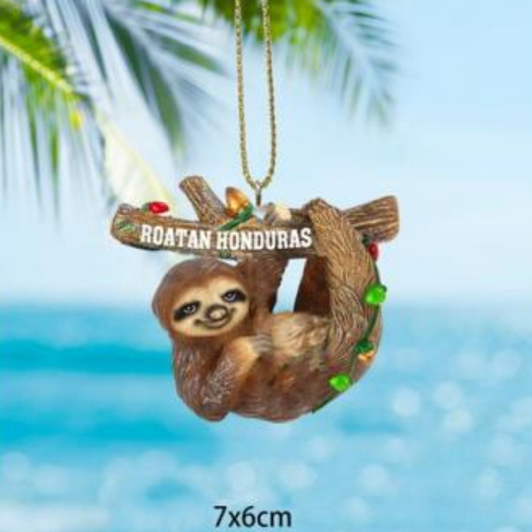 Factory Customized Costa Rica Souvenirs Cute Animal Resin Sloth Christmas Tree Ornament