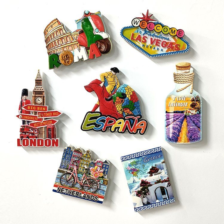 Custom Logo Different Country Fridge Magnet Resin Souvenir City Magnet