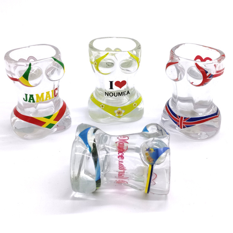 Custom Logo Pirate Sexy Woman Shaped Breast Bikini Glass Skull Boob Shot Glass for Souvenir