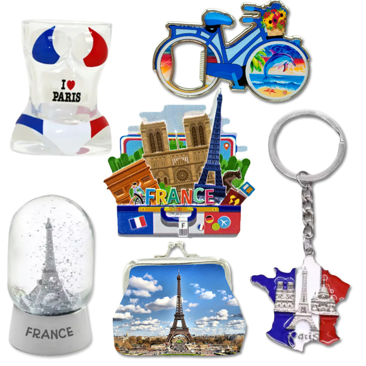 Custom Logo Zinc Alloy Metal France Paris Souvenir De Paris Cadeau De Souvenirs Fridge Magnet