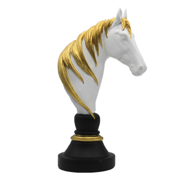 Factory Wholesale Living Room Decoration Animal Figurine Horse Head Sculpture Resin Statue