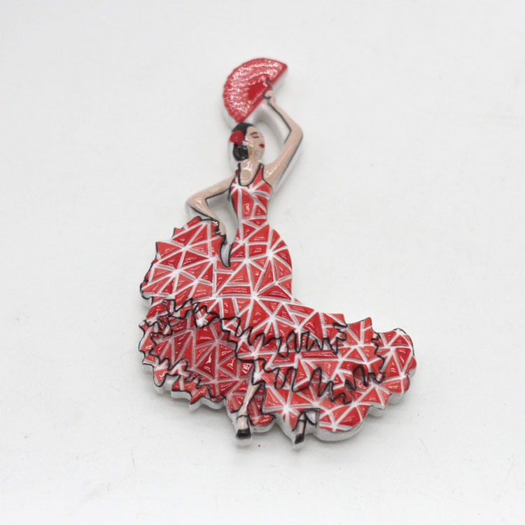 Wholesale Travel Souvenir Resin Magnet Flamenco Spain Souvenir Dancer Girl Fridge Magnet