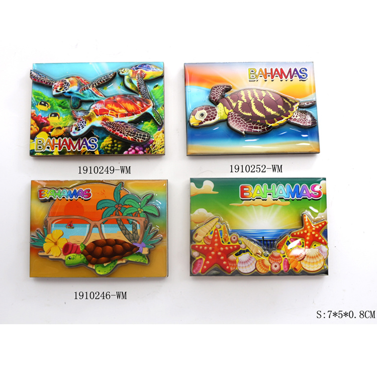 Custom Epoxy Wood Tourist Gift Fridge Magnet Beach Turtle Bahamas Souvenir Fridge Magnet