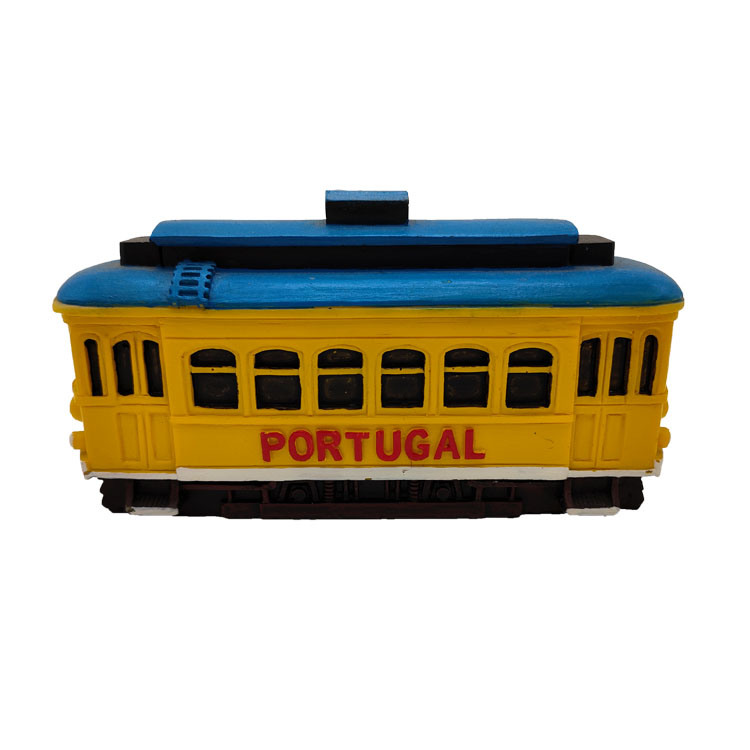 Antique Portugal Souvenir Gift Classic Resin Train Bus Car Statue for Desktop Decoration