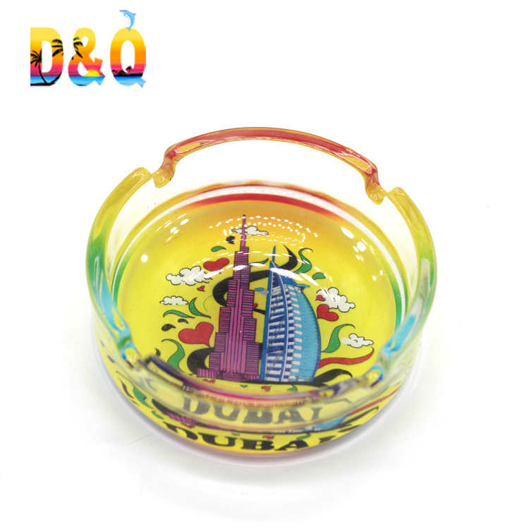 Custom Tourist Souvenir Dubai Glass Ashtray