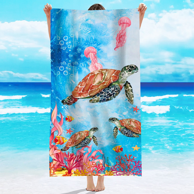 Custom Logo Printing 230 GSM Turtle Spain Island Beach Souvenir Ibiza Mallorca Tenerife Beach Towels