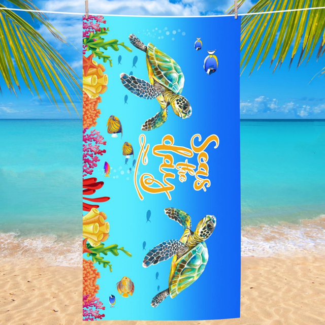 Custom logo Print extra Large Microfiber Tropical Turtles Beach Towel