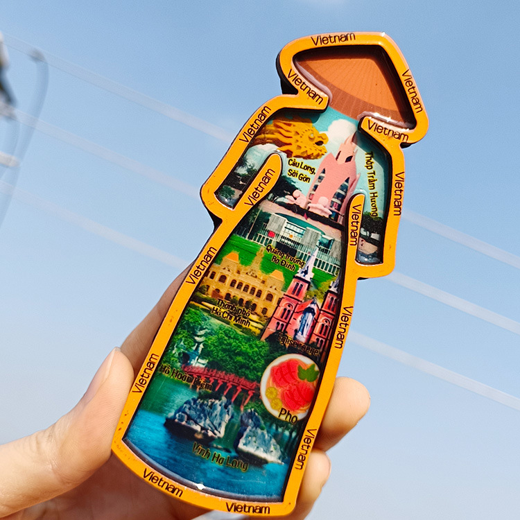 Custom Logo Vietnam Food Fridge Magnet MDF Ho Chi Minh City Vietnam Souvenir Wood Fridge Magnet