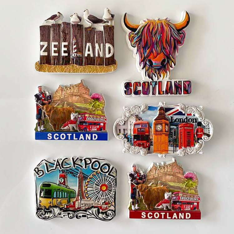 Customized Resin Printed Travel Souvenir Crafts Nida Palanga Vilnius Lithuania Souvenir Fridge Magnet