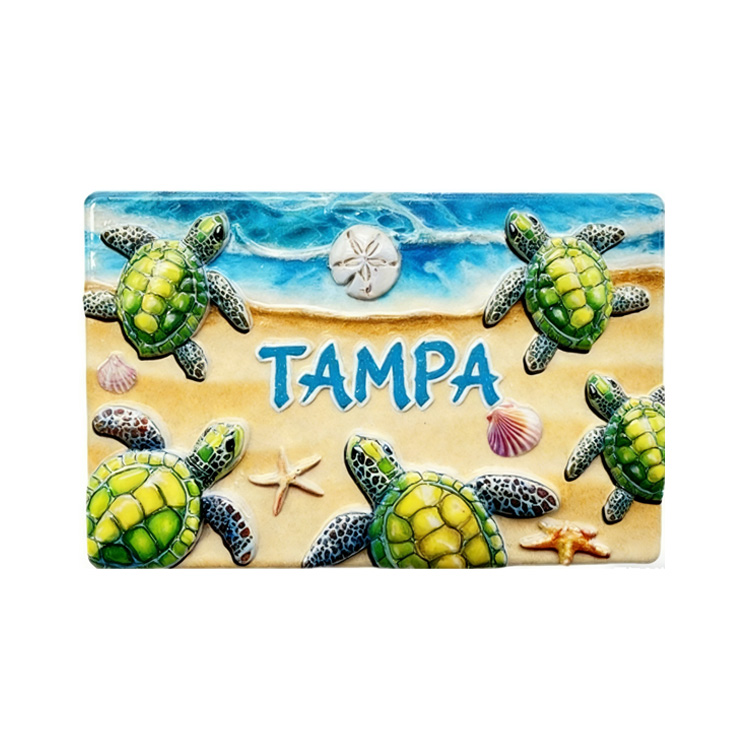 Custom Logo Printed Resin Refrigerator Magnet Beach Turtle Florida Souvenirs Tampa Fridge Magnet