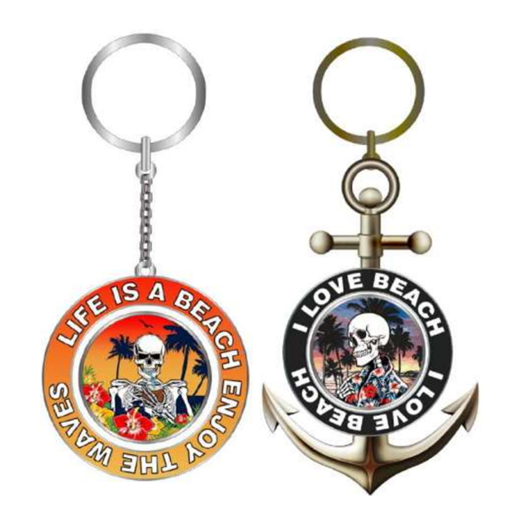 Custom Logo Alloy Metal Key Chain Caribbean Bahamas Nautical Pirate Souvenir Pirate Theme Keychain