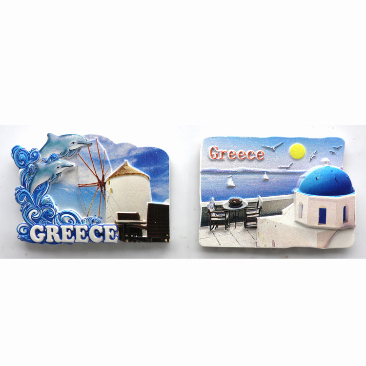 Custom Printing Resin Santorini Greece Travel Souvenir Fridge Magnets