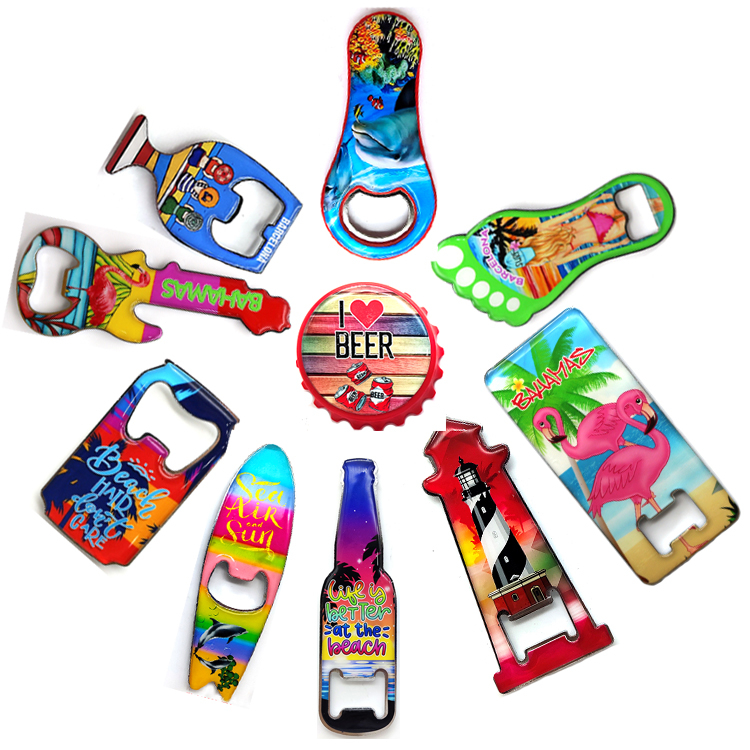 Custom Design Resin Metal Tourist Souvenir Fridge Magnet Bottle Opener