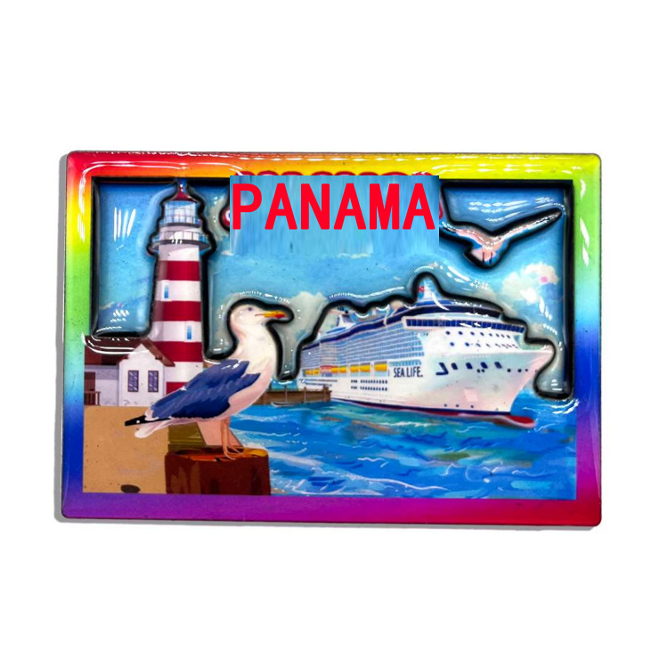 Custom Logo MDF Wood Cruise Ship Toucan Parrot Panama Souvenir Fridge Magnet