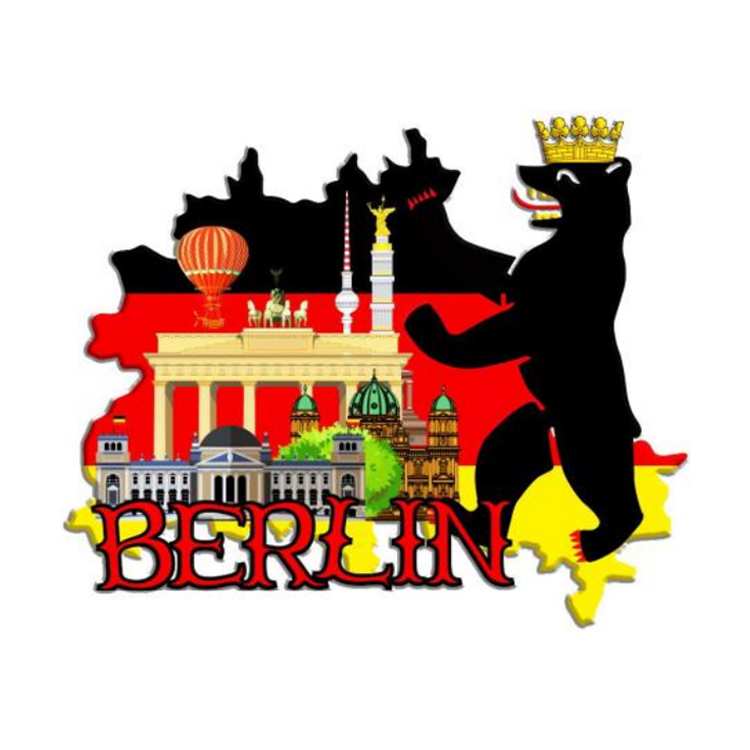Factory Custom Logo Epoxy Wood Wooden German Deutschland Souvenir Magnet Berlin Germany Souvenir MDF Fridge Magnet