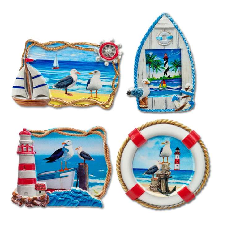 Resin 3D Printing Nautical Seaside Normandy France Souvenirs Normandie Fridge Magnet