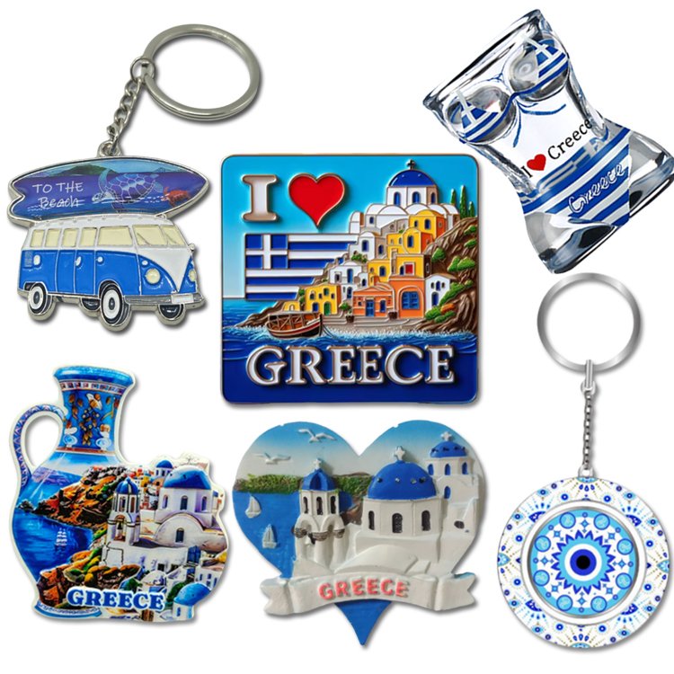 Custom Logo Design Printed Polyresin Greece Athens Souvenir Fridge Magnet