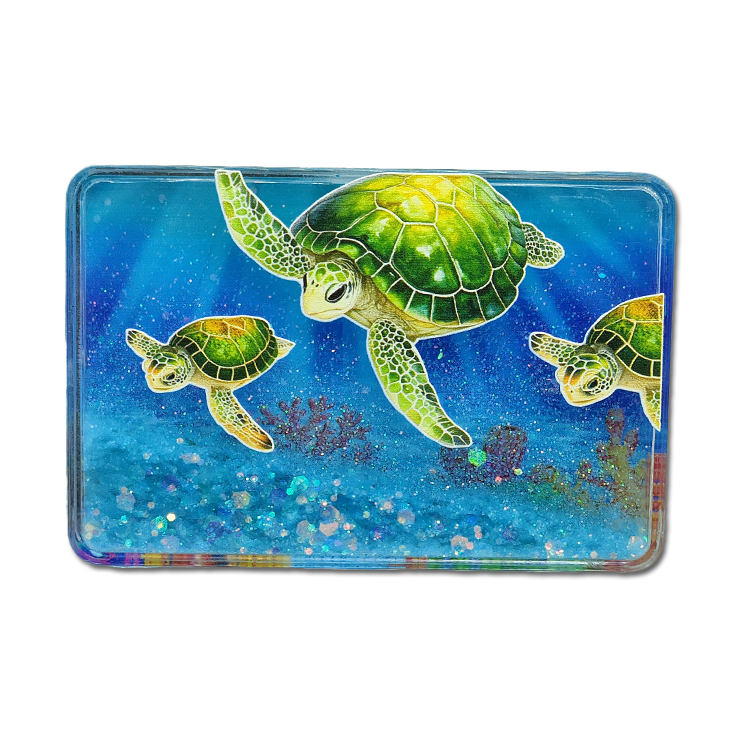 Custom Logo Printing Tourist Souvenir Round Shaped Fridge Magnet Liquid Quicksand Acrylic Refrigerator Magnet