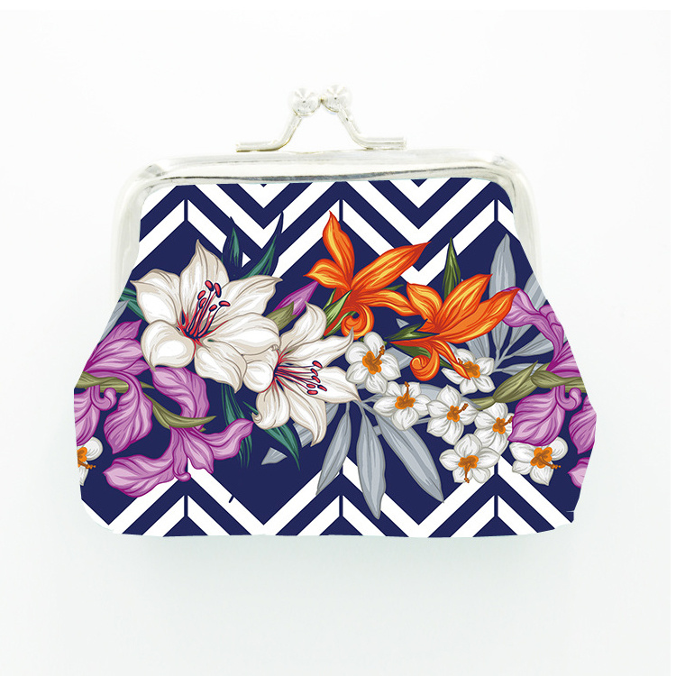 Custom Floral Pattern PU Leather Fashion Small Wallet Women Coin Purse