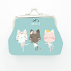 Custom PU Leather Clip Girls Cartoon Cute Cat Coin Purse for Promotion Gift