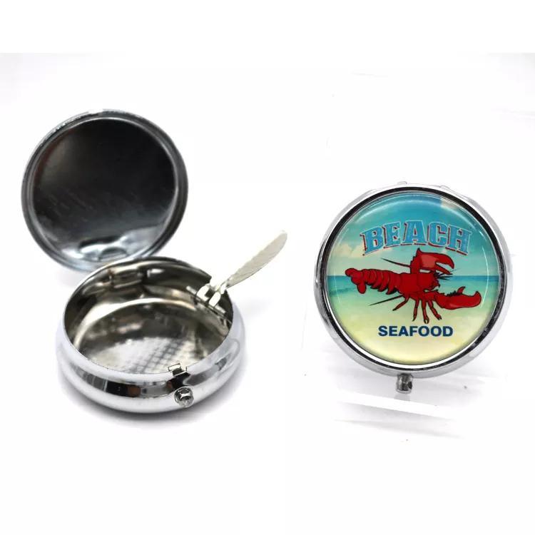 Promotional Beach Souvenir Custom Metal Portable Pocket Ashtray