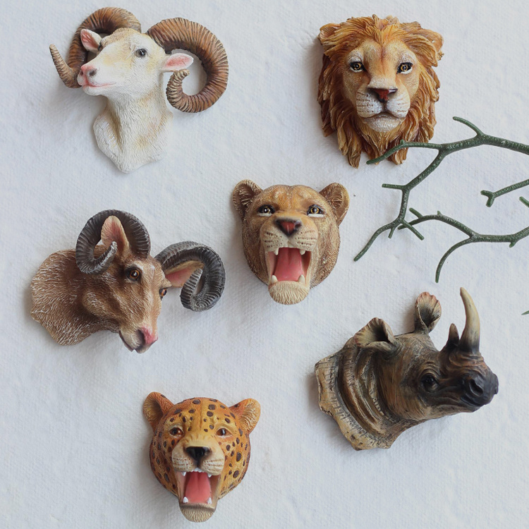 African Zoo Tourist Souvenir Resin 3D Animal Head Fridge Magnet