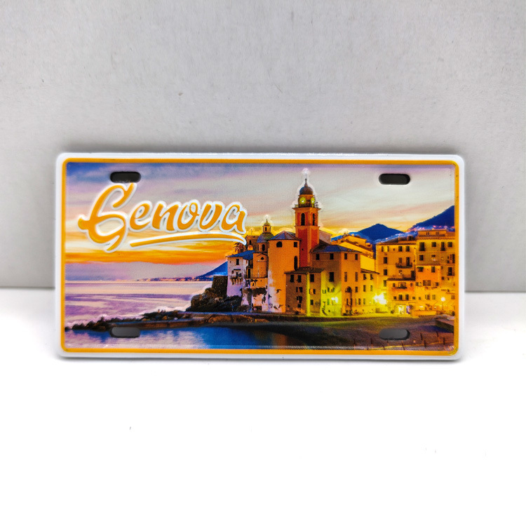 Custom Embossed Printing Beach Vacation Souvenir Aluminum License Plate Fridge Magnet