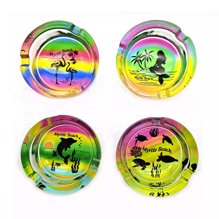 Wholesale Mini Round Glass Ashtray Tourist Souvenir Glass Ash Tray Custom