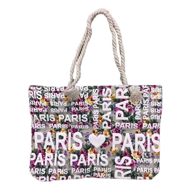 Customized Logo Large Canvas Tourist Souvenirs Paris Beach Bag