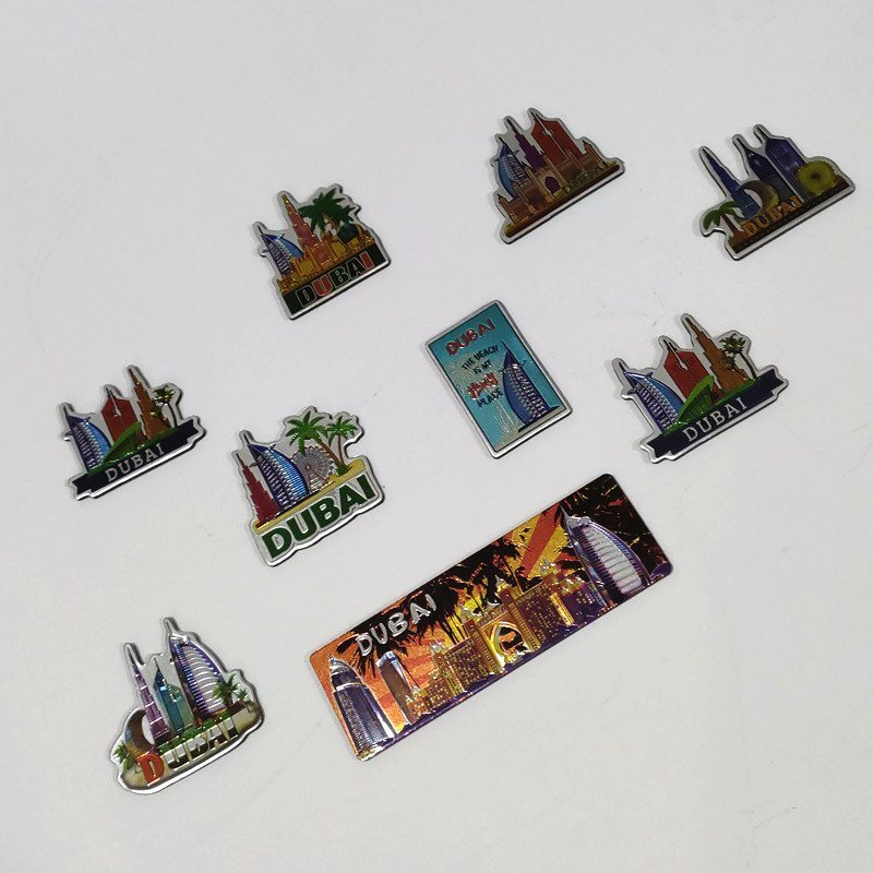 Customized 3D Tourist Souvenir Dubai Aluminium Foil Fridge Magnet