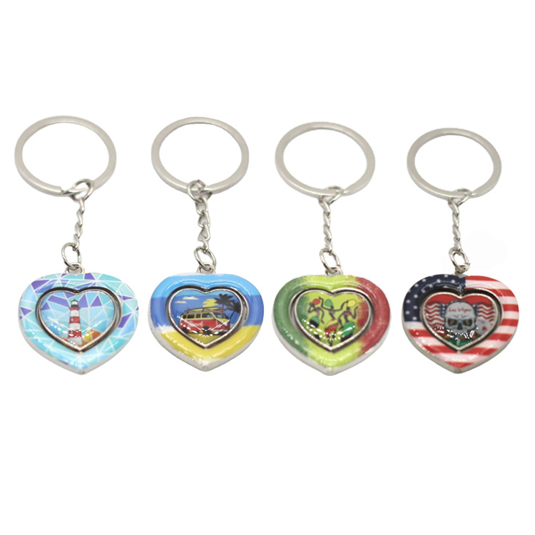 Custom Design Tourist Souvenir Gift Metal Epoxy Heart Keychain