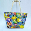 Factory Wholesale Canvas Travel Beach Vacation Hand Bag Sea Life Turtle Tropical Beach Bag