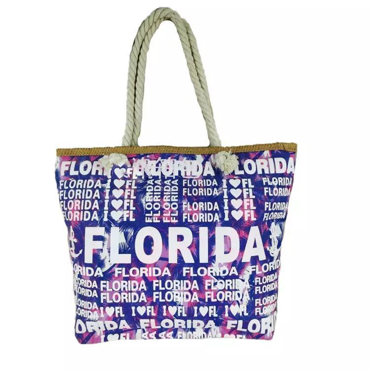 Customized Logo Printing Tropical Islands Tourist Souvenir Miami Florida Beach Bag