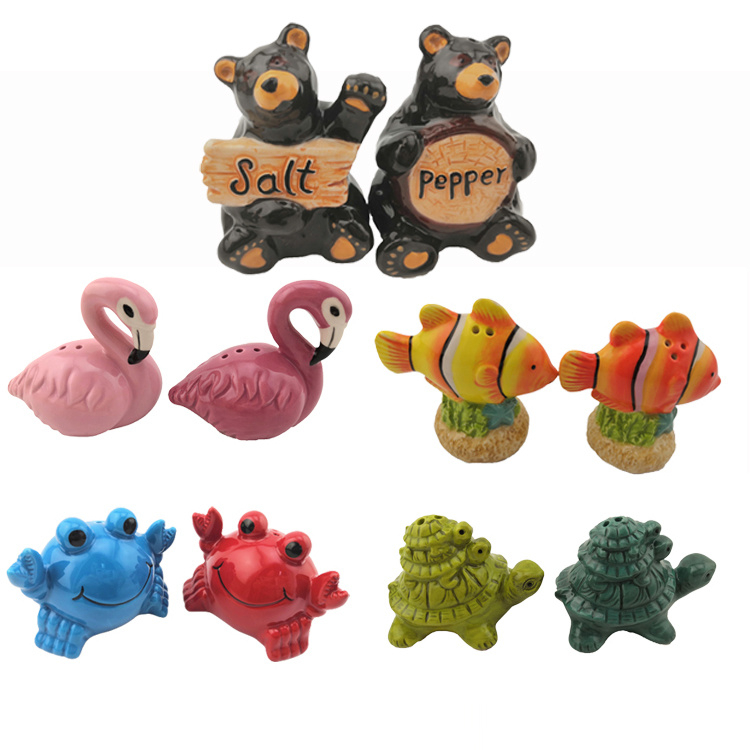 Ceramic Animal Shape Salt and Pepper Shakers Souvenir