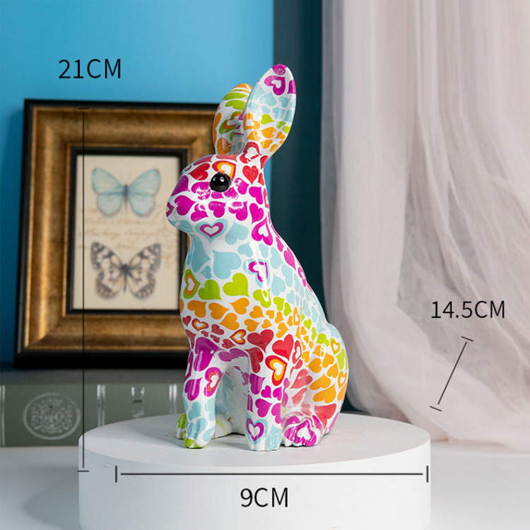 Modern Cute Resin Crafts Home Living Room Desktop Decorations Resin Rabbit Statue Colorful Rabbit Figurine