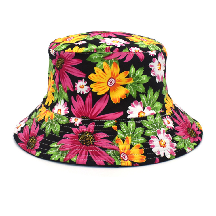 Wholesale Beach Souvenir Hawaii Tropical Flower Floral Printing Bucket Hat