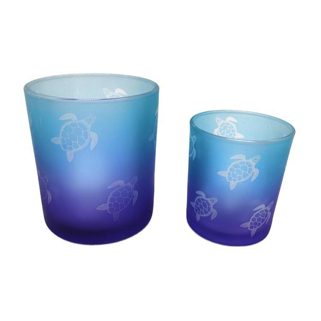 Wholesale Custom Nordic Ocean Beach Style Home Decorative Frosted Glass Candle Holders