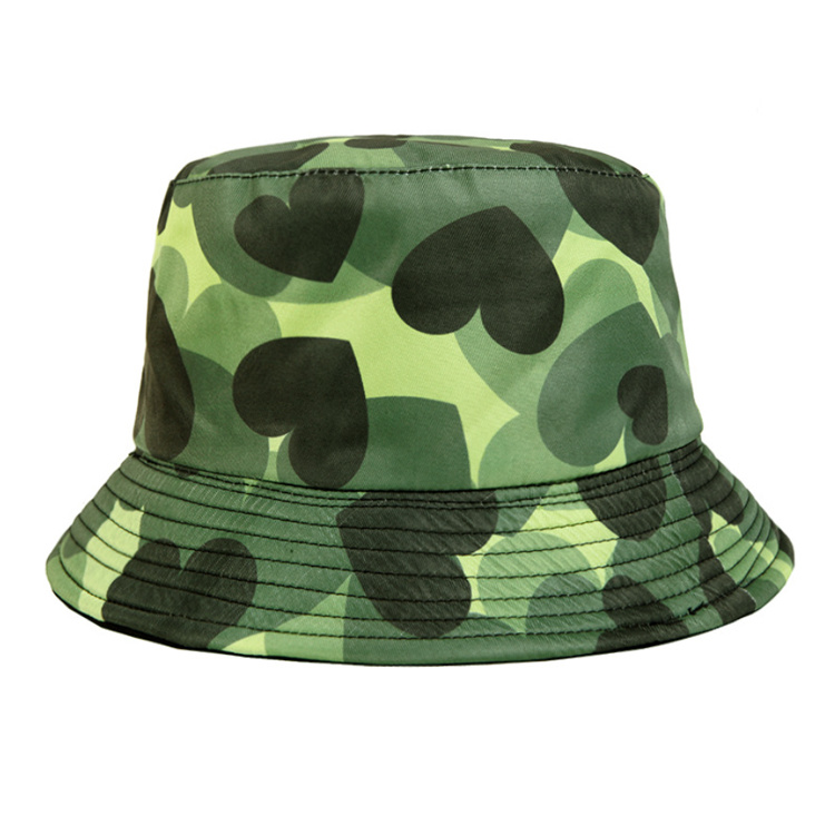 Summer Beach Sun Hat Colorful Heart Printed Camouflage Bucket Hat