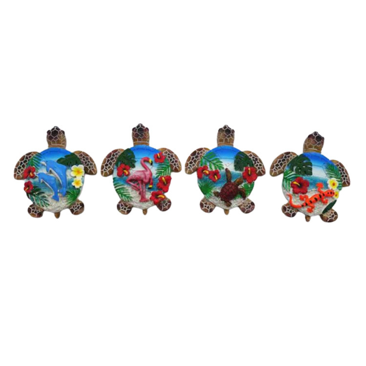 Wholesale Tourist Souvenirs Hand-Painted Resin Beach 3D Turtle Resin Fridge Magnet